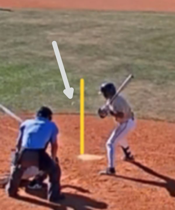 Arrow showing pitch location below the zone